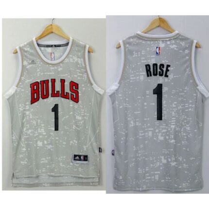 Bulls #1 Derrick Rose Grey City Light Stitched NBA Jersey