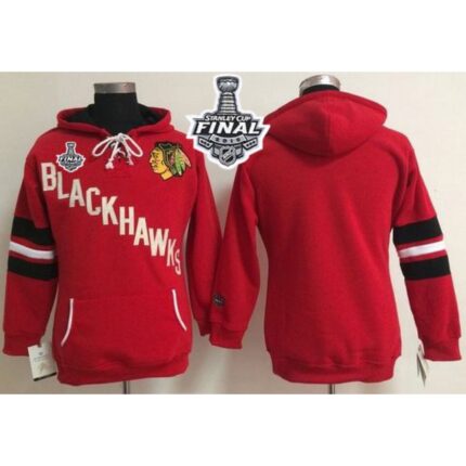 Chicago Blackhawks Blank Red Women's Old Time Heidi 2015 Stanley Cup NHL Hoodie