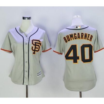 Giants #40 Madison Bumgarner Grey Women's Road 2 Stitched MLB Jersey