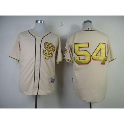 Giants #54 Sergio Romo Cream Gold No. Stitched MLB Jersey