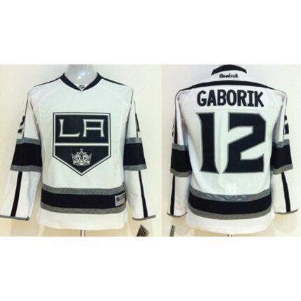 Kings #12 Marian Gaborik White Road Stitched Youth NHL Jersey