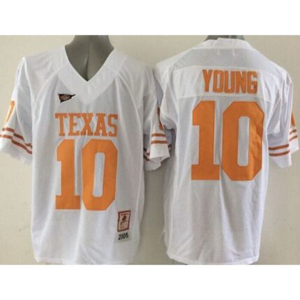 Longhorns #10 Vince Young White Stitched NCAA Jersey