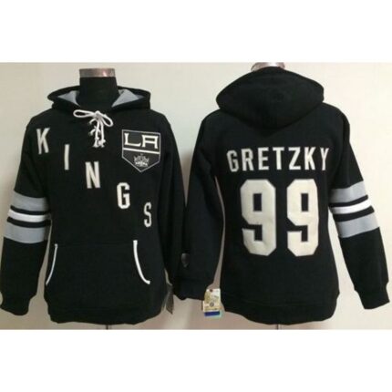 Los Angeles Kings #99 Wayne Gretzky Black Women's Old Time Heidi NHL Hoodie