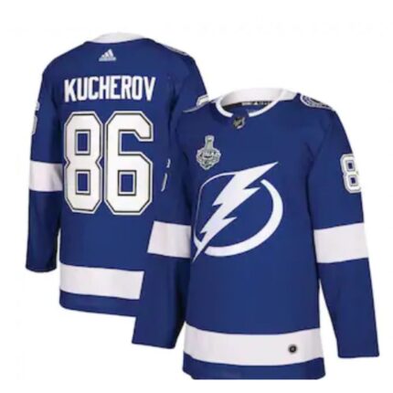 Men's Adidas Tampa Bay Lightning #86 Nikita Kucherov Blue Stanley Cup Finals Blue Stitched Jersey