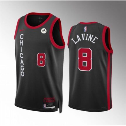 Men's Chicago Bulls #8 Zach LaVine Black 2023/24 City Edition Stitched Basketball Jersey