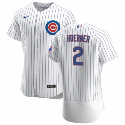 Men's Chicago Cubs #2 Nino Hoerner White Flex Base Stitched Jersey