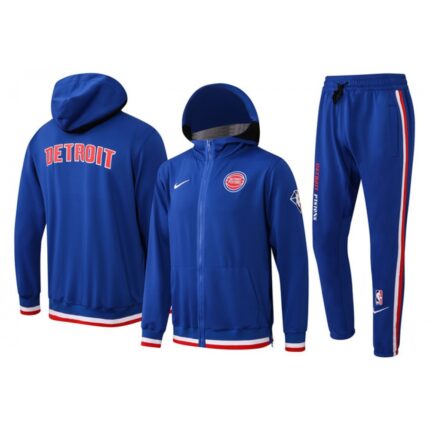 Men's Detroit Pistons 75th Anniversary Royal Performance Showtime Full-Zip Hoodie Jacket And Pants   Suit