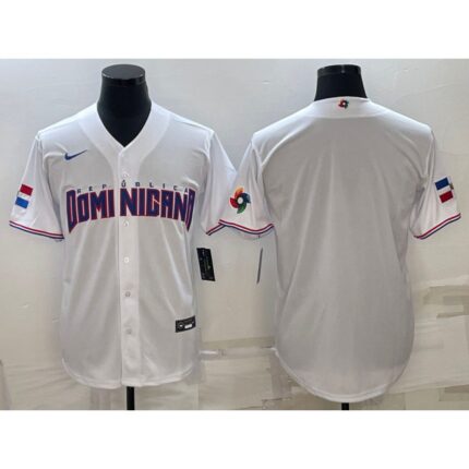 Men's Dominican Republic Baseball 2023 White World Baseball With Patch Classic Stitched Jersey