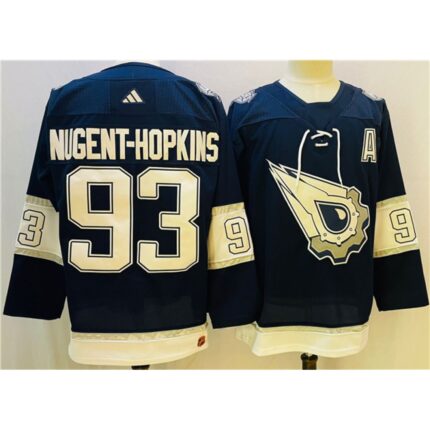 Men's Edmonton Oilers #93 Ryan Nugent-Hopkins Navy/White  Stitched Jersey