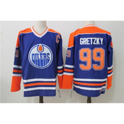 Men's Edmonton Oilers #99 Wayne Gretzky Royal Throwback CCM Stitched NHL Jersey