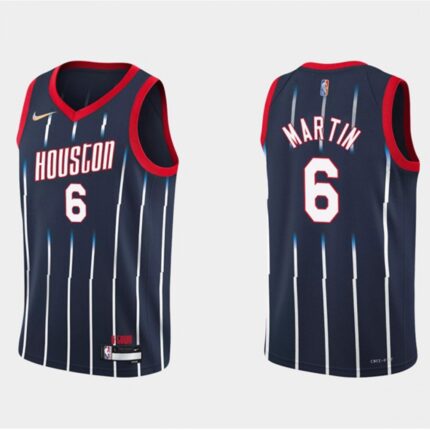 Men's Houston Rockets #6 Kenyon Martin Jr. 2021/22 City Edition 75th Anniversary Navy  Stitched Basketball Jersey