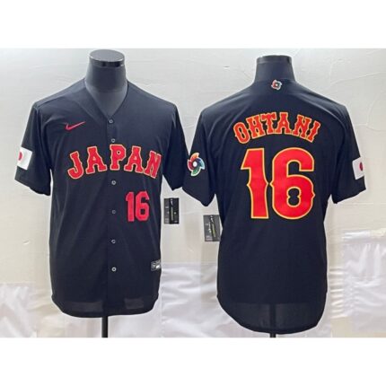 Men's Japan Baseball #16 Shohei Ohtani 2023 Black World Baseball Classic Stitched Jersey