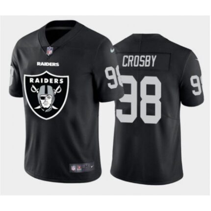 Men's Las Vegas Raiders #98 Maxx Crosby Black Team Big Logo Limited Stitched Jersey