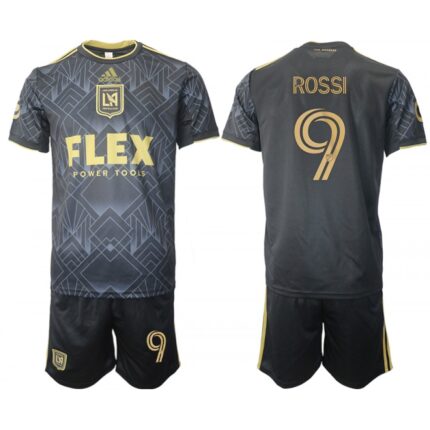 Men's Los Angeles Football Club #9 Rossi Black Soccer Jersey Suit