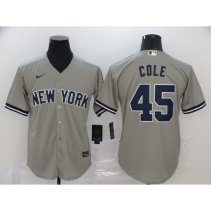 Men's New York Yankees #45 Gerrit Cole 2020 Grey Cool Base Stitched MLB Jersey