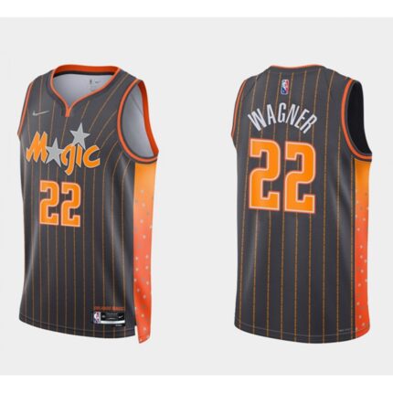 Men's Orlando Magic #22 Franz Wagner 2021/22 City Edition Black 75th Anniversary Stitched Swingman Jersey