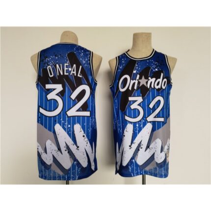 Men's Orlando Magic #32 Shaquille O'Neal Blue Throwback basketball Jersey