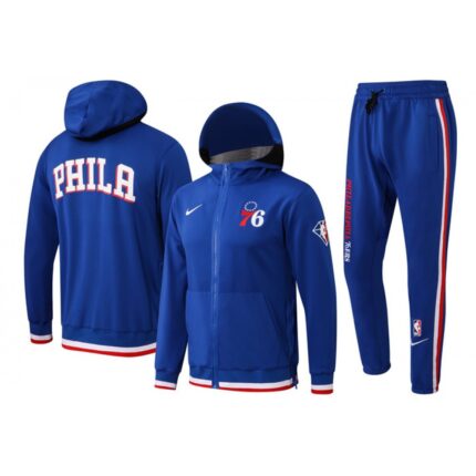 Men's Philadelphia 76ers 75th Anniversary Royal Performance Showtime Full-Zip Hoodie Jacket And Pants   Suit