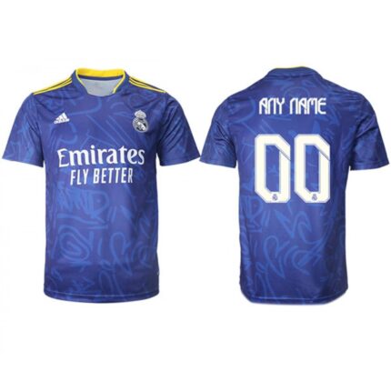 Men's Real Madrid Custom 2021/22 Blue Away Soccer Jersey
