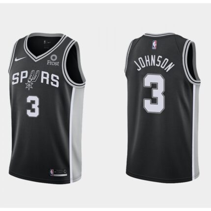 Men's San Antonio Spurs #3 Keldon Johnson Icon Edition Black Stitched Jersey