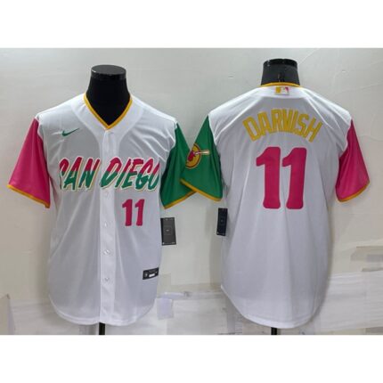 Men's San Diego Padres #11  Yu Darvish 2022 White City Connect Cool Base Stitched Jersey