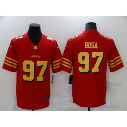 Men's San Francisco 49ers #97 Nick Bosa Red Gold Vapor Untouchable Limited Stitched Jersey