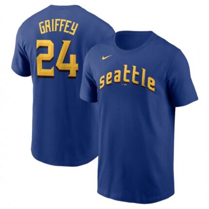 Men's Seattle Mariners #24  Ken Griffey Jr. Royal 2023 City Connect Name & Number T-Shirt