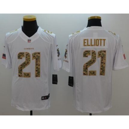 Nike Cowboys #21 Ezekiel Elliott White Men's Stitched NFL Limited Salute To Service Jersey