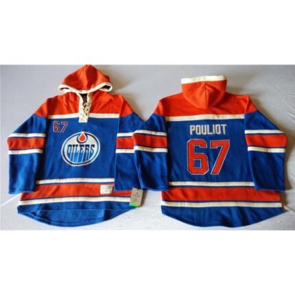Oilers #67 Benoit Pouliot Light Blue Sawyer Hooded Sweatshirt Stitched NHL Jersey
