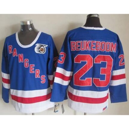 Rangers #23 Jeff Beukeboom Blue CCM 75TH Stitched NHL Jersey