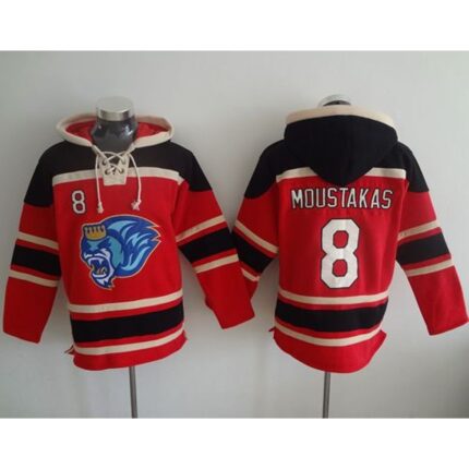 Royals #8 Mike Moustakas Red Sawyer Hooded Sweatshirt MLB Hoodie