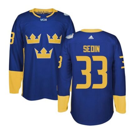 Team Sweden #33 Henrik Sedin Blue 2016 World Cup Stitched NHL Jersey