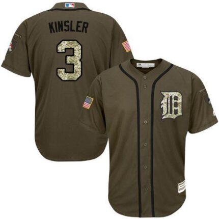 Tigers #3 ian Kinsler Green Salute to Service Stitched MLB Jersey