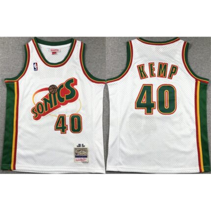 Youth Oklahoma City Thunder #40 Shawn Kemp White Stitched Basketball  Jersey