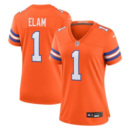 Women's Denver Broncos Jason Elam Nike Orange Mile High Collection 1977 Throwback Retired Player Game Jersey