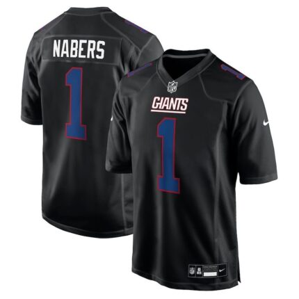 Men's New York Giants Malik Nabers Nike Carbon Black Fashion Jersey